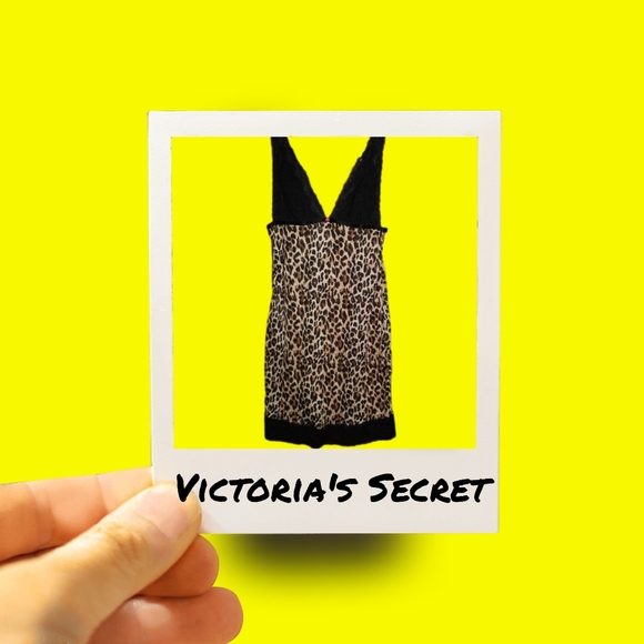 Victoria's Secret Black Lace Cheetah Nightie - Picture 1 of 9